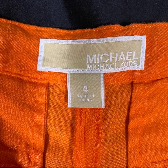 Michael kors orange linen shorts size 4. - Picture 2 of 4